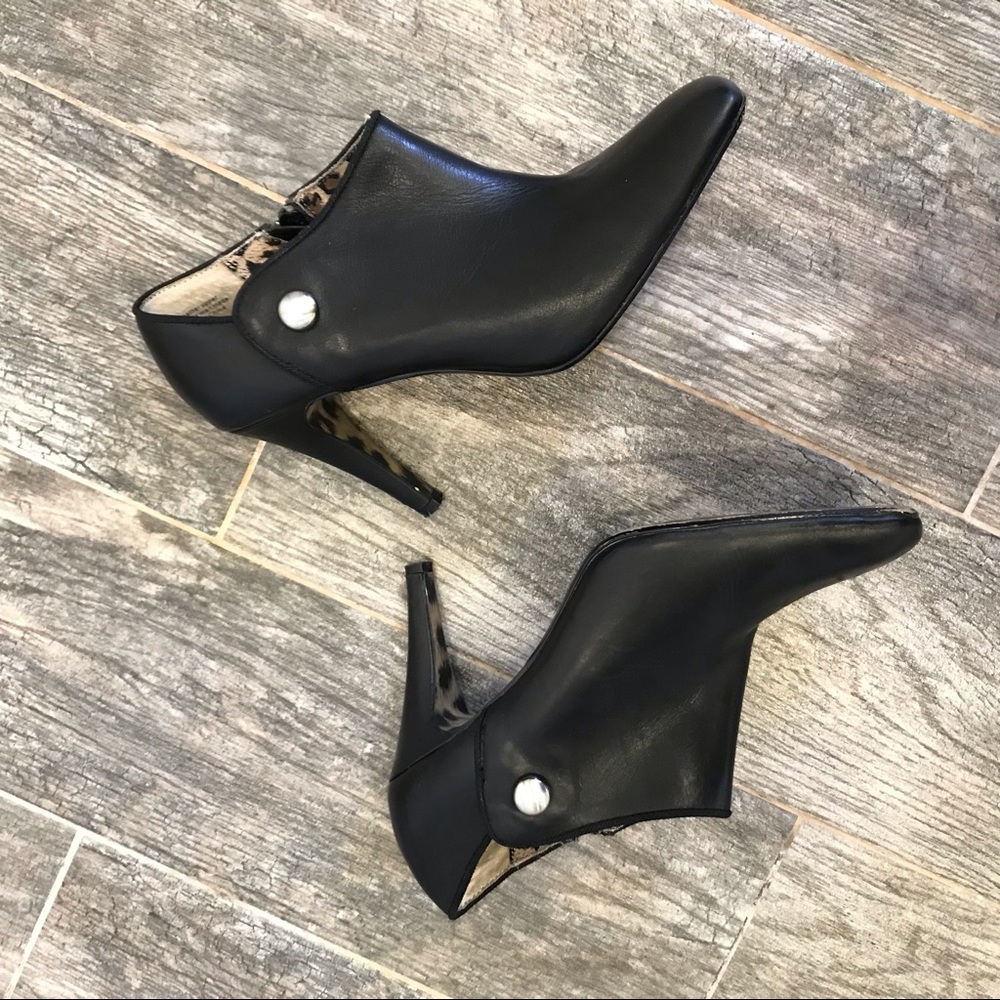 Black leather booties